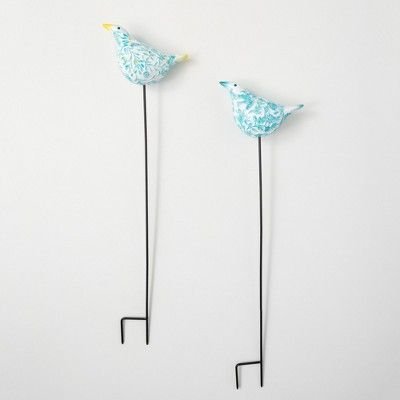 Sullivans Mediterranean Bird Yard Stakes Set of 2, 33.5"H Black