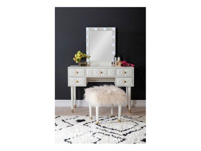 Linon Geo Lighted Vanity and Stool Set