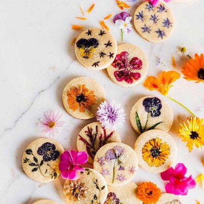 Flower Pressed Shortbread Cookies - 1 Dozen