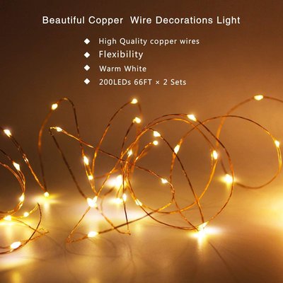 33" 100 Led Solar Copper String Lights