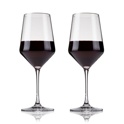 Raye Angled Crystal Bordeaux Glasses Set Of 2