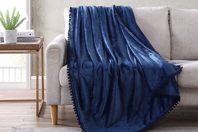 Walnut Flannel Pompom 50" x 70" Throw