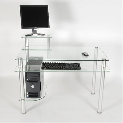 Clear Glass And Alumum Computer Desk