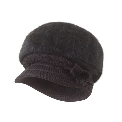Visor Beanie Woman's Hat - Black