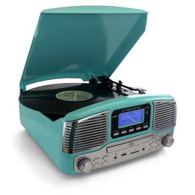 Retro Wireless Bluetooth Record & Cd Player  Turquoise