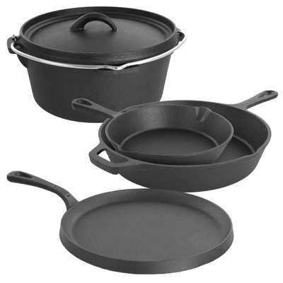 Piece Preseasoned Cast Iron Kitchen Cookware Set With Pots & Pans