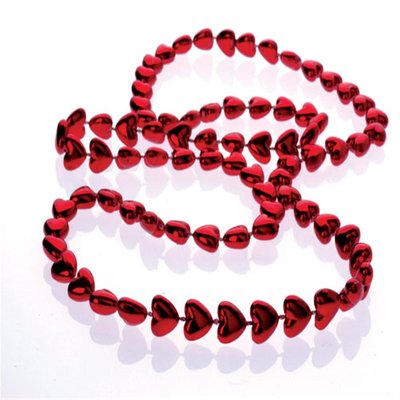 Metallic Heart Bead Necklaces - Pack of