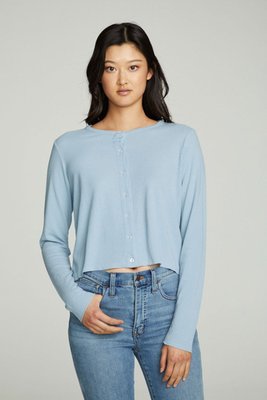 Long Sleeve Button Down Semi Cropped Tee
