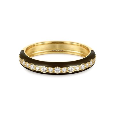 Thin Black Enamel & Cz Channel Ring