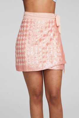 Gramercy Wrap Skirt Embellished Check