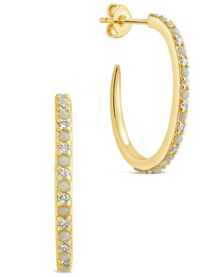 Lorna Cz & Opal Studded Hoop Earrings
