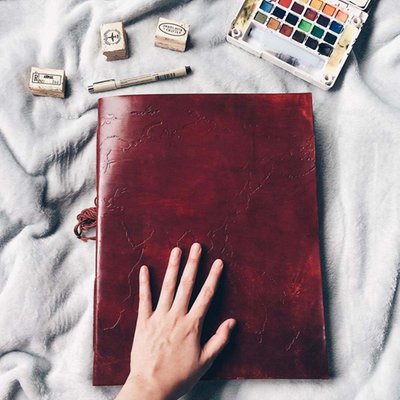 Extra Large World Map Leather Sketchbook