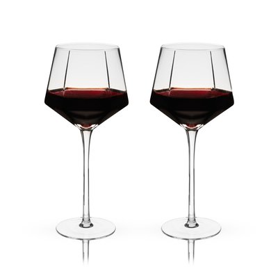 Seneca Diamond Crystal Wine Glasses Set Of 2