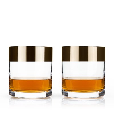 Irving Bronze-rimmed Crystal Tumblers Set Of 2
