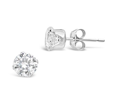 Sterling Silver CZ Stud Earrings