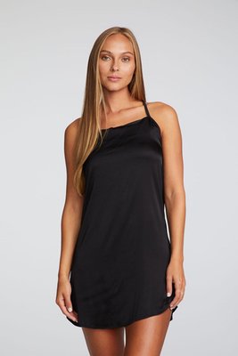 Stretch Silky Basics Drape Back Hi Lo Shirttail Slip Dress