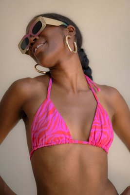 Majestic Magenta Zebra Print Triangle Bikini Top