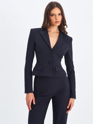 Quinne Navy Striped Peplum Blazer
