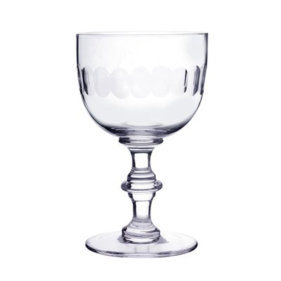 A Set Of Four Crystal Wine Goblets With Lens Design