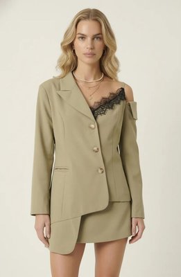 Asymmetric One Shoulder Tailored Blazer Jacket