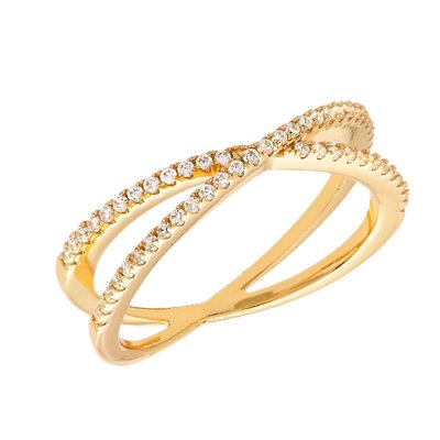 Sophia Women's 18k Gold Plated Criss Cross Fashion Ring