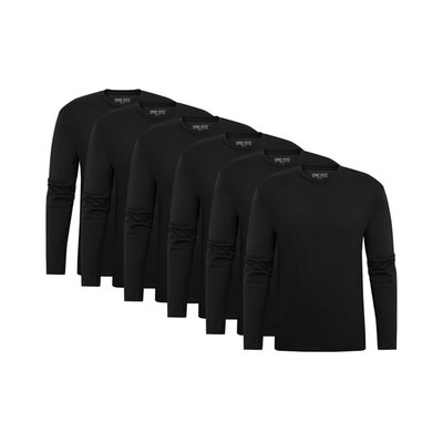 All Black Long Sleeve Crew Neck 6-pack