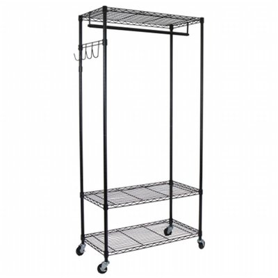 Garment Rack With Adjustable Shelves With Hooks