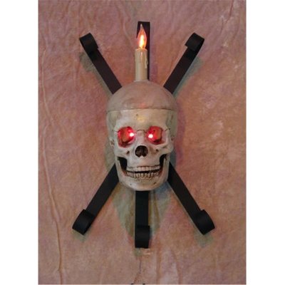 Wall Sconce Skull-Metal Life-Size Skull on Metal Structure