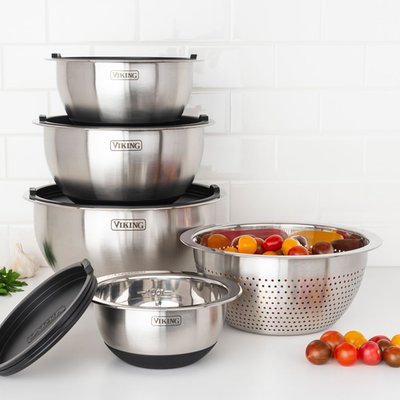 9-Piece Stainless Steel Mixing Bowl Set with Strainer