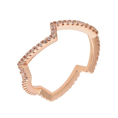 Petunia Women's 18k Gold Plated Zig Zag Fashion Ring