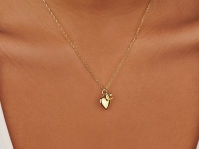 Heart Initial Necklace Set
