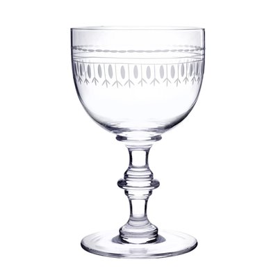 A Set Of Four Crystal Wine Goblets With Ovals Design