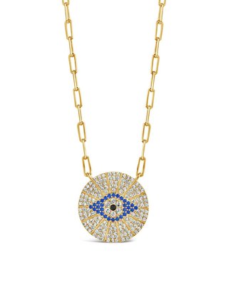 Cz Evil Eye Disk Pendant