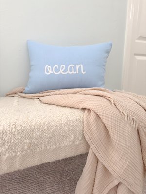 Ocean Knot Embroidered Linen Pillow