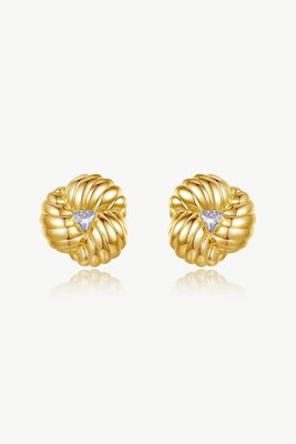 Classicharms Gold Clover Designed Stud Earrings