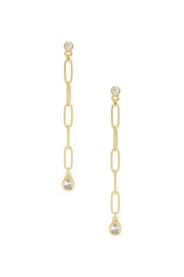 Ettika Chain Link Crystal 18k Gold Plated Dangle Earrings