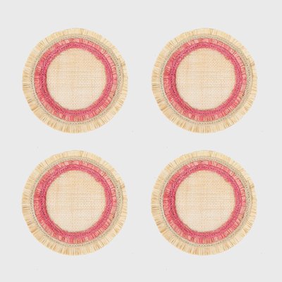 Ruffle Edge Straw Coasters, Pink