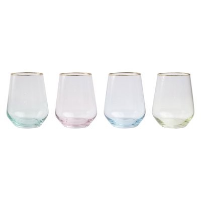 Viva By Vietri Rainbow Assorted Stemless Wine Glasses