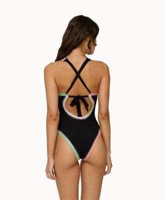 Platinum Black Pearl Crochet-trim One Piece