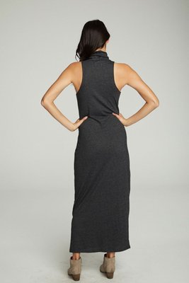 Turtle Neck Tank Maxi Dress With Side Slits