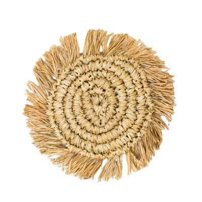 Poppy & Sage STRAW FRINGE COASTER SET (Set of 6) - Brown