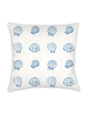 Blue Saltwater Shell Printed Linen Euro Pillow 26x26