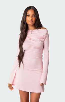 Edikted Women's Leena Gathered Mini Dress In Pink