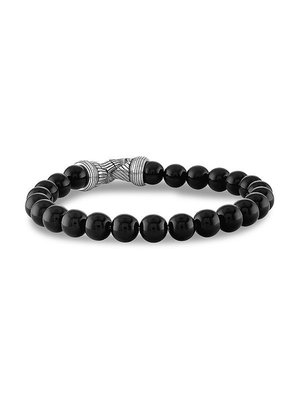 Esquire Men's Jewelry Men's Sterling Silver & Black Onyx Beaded Bracelet