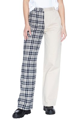 Coffee Break Wide Leg Trouser - Khaki & Plaid