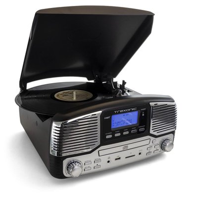 Retro Wireless Bluetooth Record & Cd Player  Black