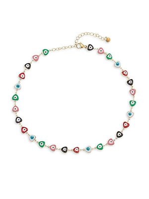 Eye Candy La Women's Luxe Collection Enamel Heart & Evil Eye Eye Necklace