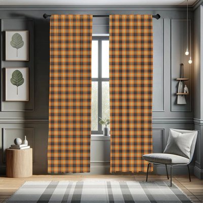 Plaid Semi-sheer Rod Pocket Curtain Panels