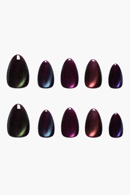 Galaxy Cat Eye - Short Almond Press On Nails