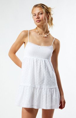 Ruched Bow Tie Babydoll Mini Dress